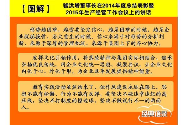 【图解】虢洪增董事长在济矿拼搏在线官方网站-拼搏（中国）2014年度工作总结表彰暨2015年经营工作会议上的讲话