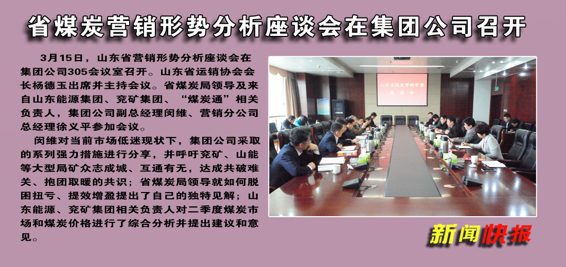 山东省煤炭营销形势分析座谈会在济矿拼搏在线官方网站-拼搏（中国）召开